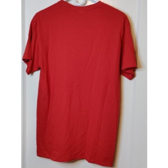 Womens T-Shirt Medium Patriotic Flowers Red White Blue Stars - Picture 4 of 10